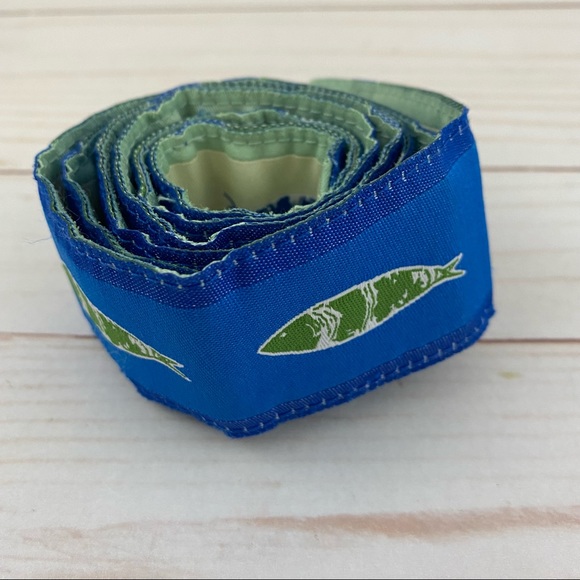 JANE FRASER of Maine Fabric O-Ring Blue Green Belt Reversible Fish M - Picture 3 of 4